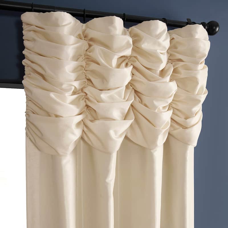 Exclusive Fabric Ruched Textured Faux Dupioni Silk Curtain (1 Panel)