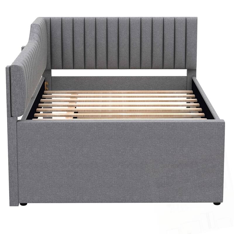 Upholstered Daybed with Trundle and Three Drawers