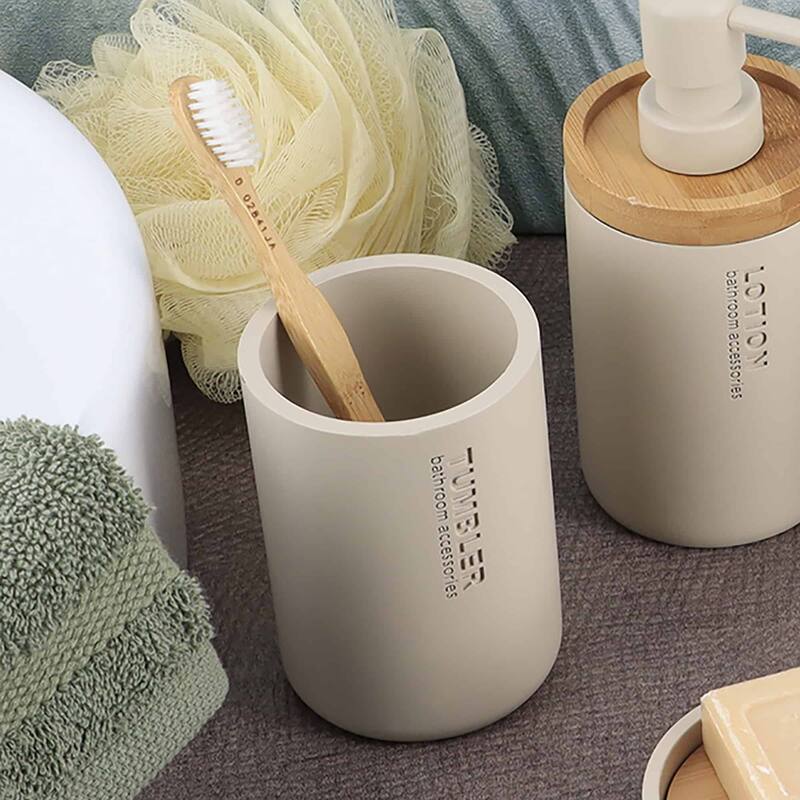 Modern Bathroom Tumbler, Minimalist Design Toothbrush Holder, Versatile Home Organizer - Beige