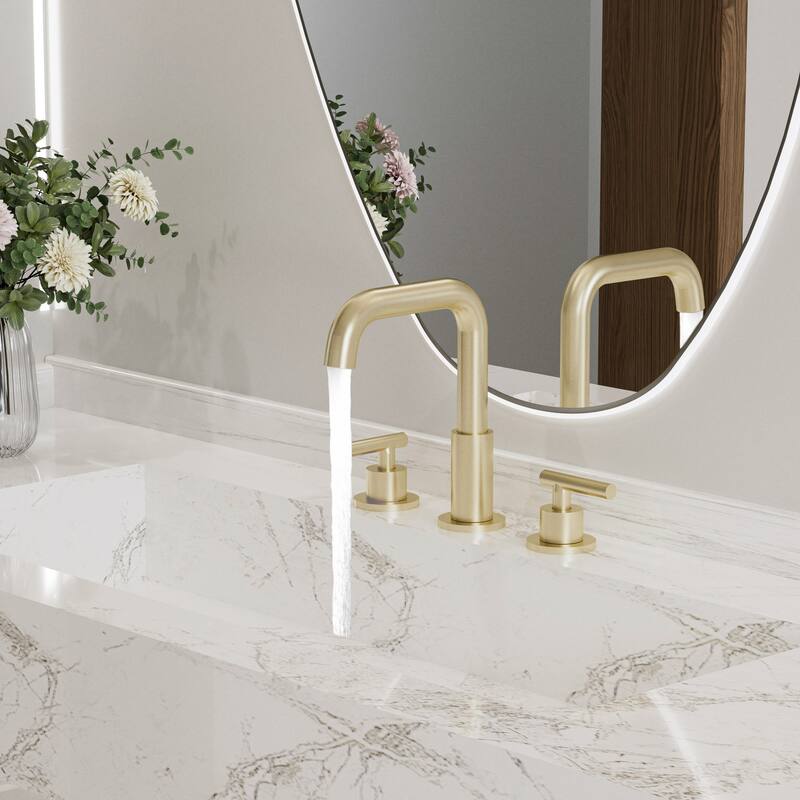 Modland 3-Hole Bathroom Faucet with 360-degree Swivel Spout, CUPC Certified & Leak-Proof, Luxury Brushed Gold