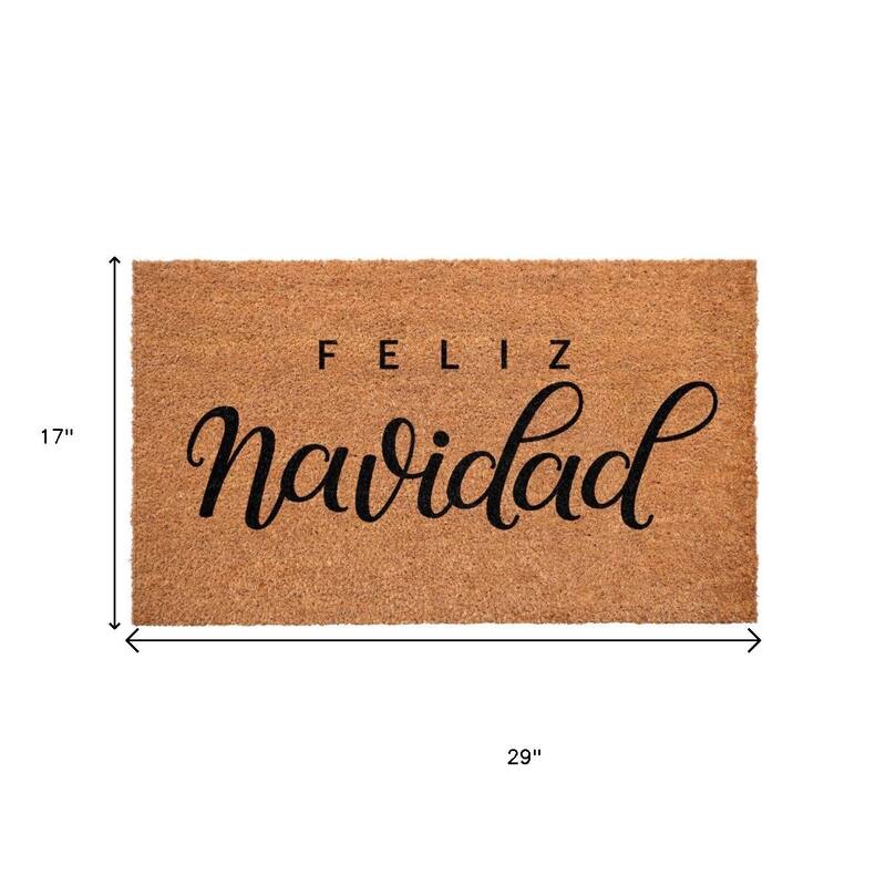 HomeRoots 17" X 29" Brown And Black Christmas Outdoor Coir Door Mat - 17.00' X '29.00