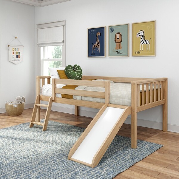 Soren Twin Solid Wood Ultra Low Loft Bed with Slide - On Sale