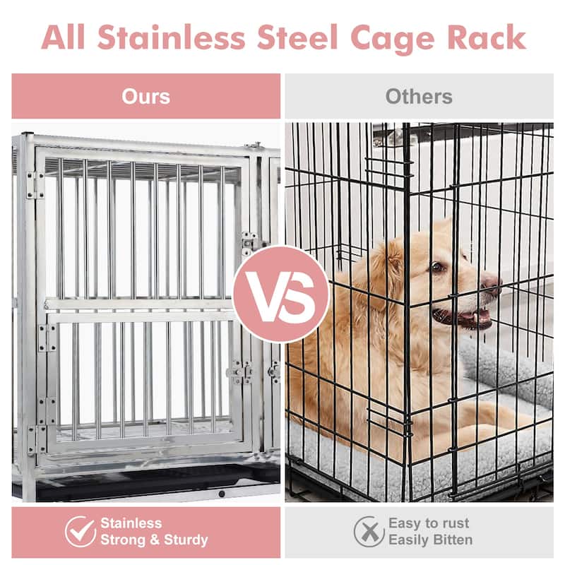48" Heavy Duty Dog Crate Cage Kennel with Wheels