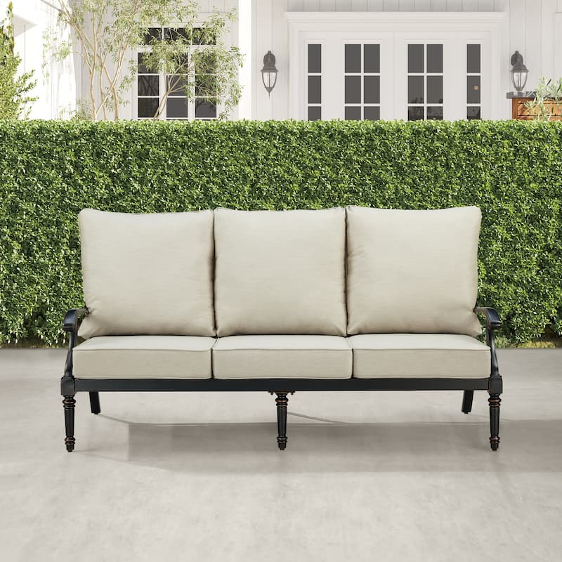 Black Aluminum Deep Seating Deep Seating Sofa with Cushions