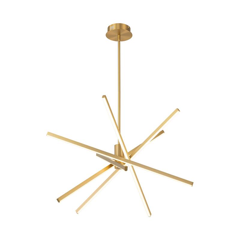 5-Light Modern Sputnik Linear Pendant Lights Integrated LED Kitchen Island Lighting
