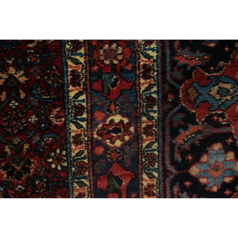 Hand Knotted Oriental 100% Wool Carpet Traditional Floral Red Bidjar Area Rug - 11' 9'' X 8' 6''