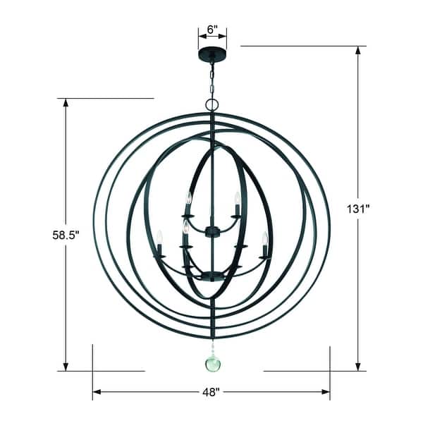 Luna 9 Light Matte Black Chandelier - 48'' W x 58.5'' H