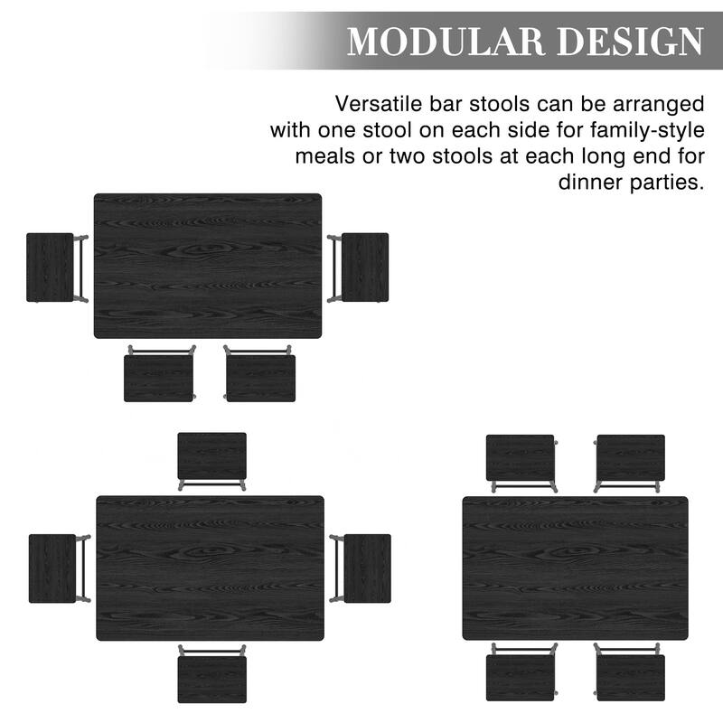 VECELO 5 Piece Dining Table Set with 4 Stools for Breakfast Nook