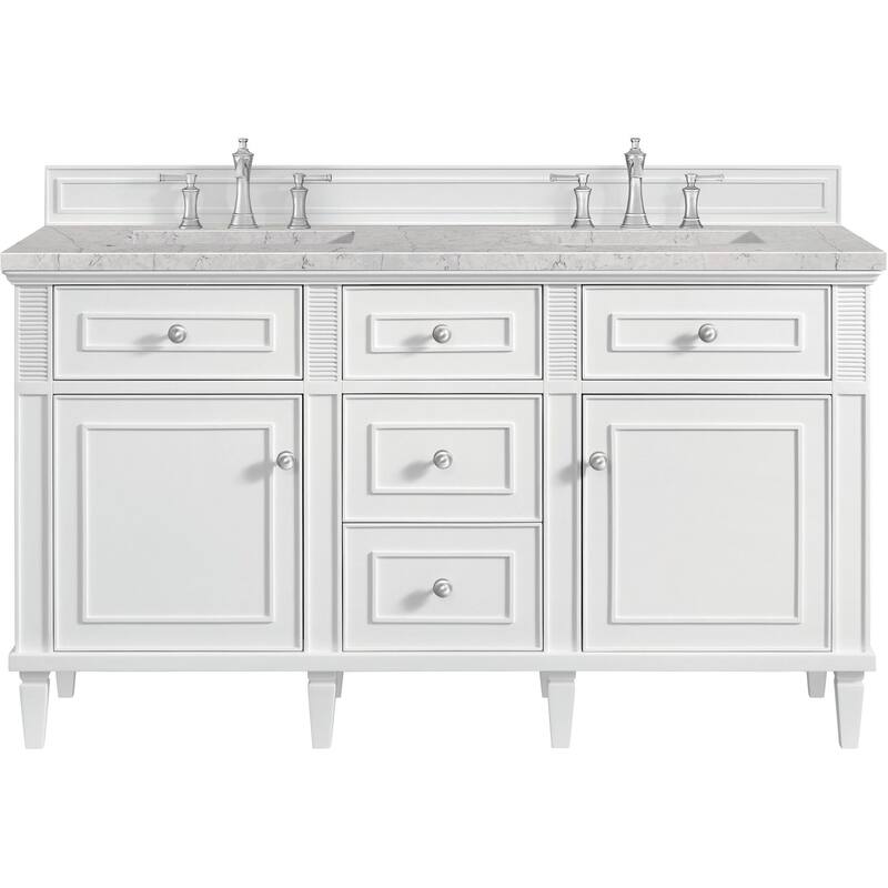 James Martin Vanities 424-V60D-FEJP Lorelai 60" Free Standing Double - Bright White