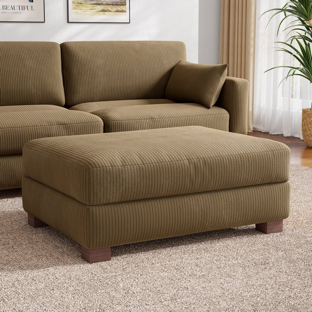 Rectangle Corduroy Ottoman for Living Room
