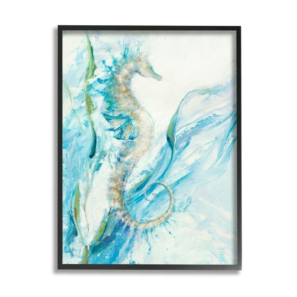 Stupell Industries Nautical Seahorse Blue Fluid Ocean Water Framed Wall Art. Opens flyout.