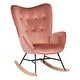 preview thumbnail 10 of 46, Carson Carrington Mid-century Modern Velvet Rocker Accent Chair Pink/ Beech