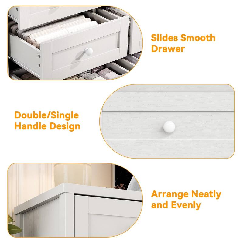 12 Drawer Dresser for Bedroom, Modern Wood Chest with Wide Top for 65" TV, Farmhouse Storage Cabinet