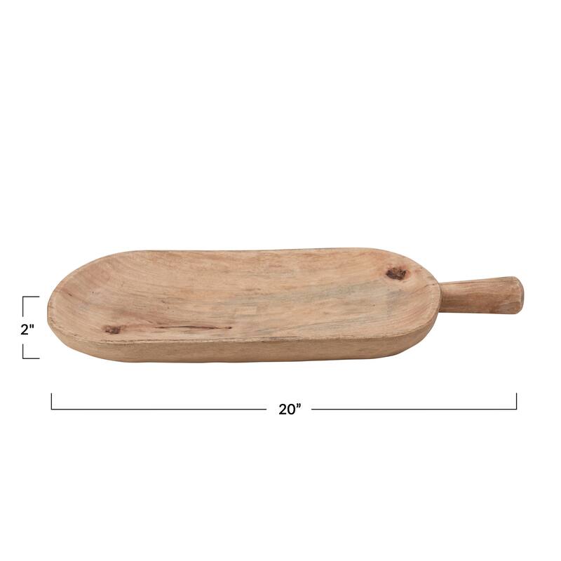 Hand-Carved Mango Wood Tray w/ Handle