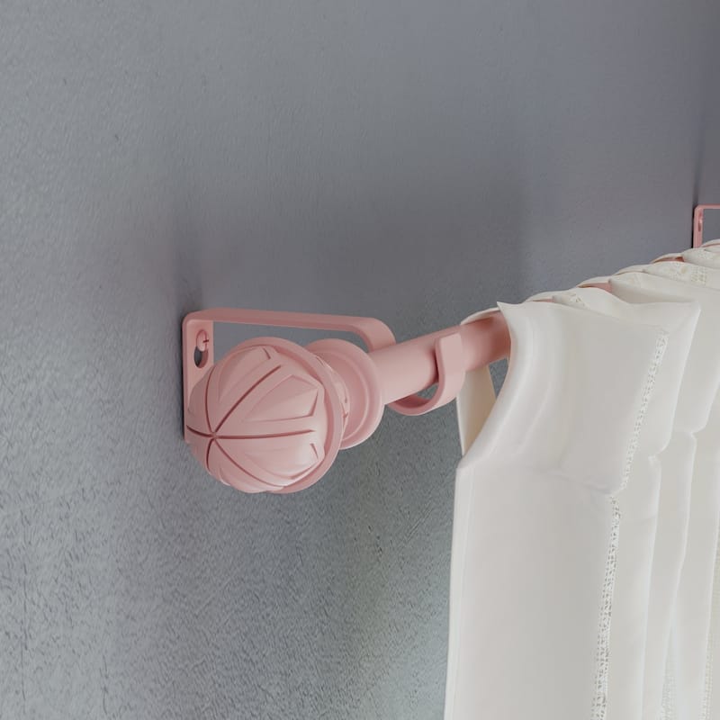Acroma Metal Adjustable Single Modern Curtain Rod Pink.