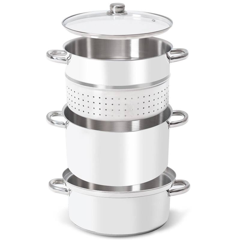Gymax 11-Quart Stainless Steel Fruit Juicer Steamer Stove Top w/ - 12''x 12''x 14''