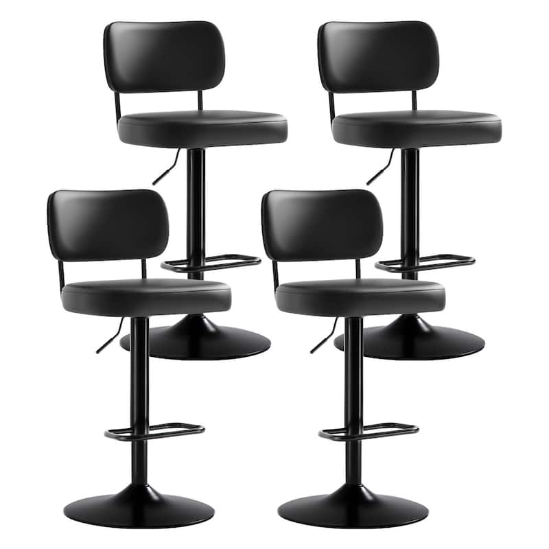 Adjustable Height Swivel Bar Stools with Back and Footrest - 17.7"W x 15.75"D x 35"-42.9"H