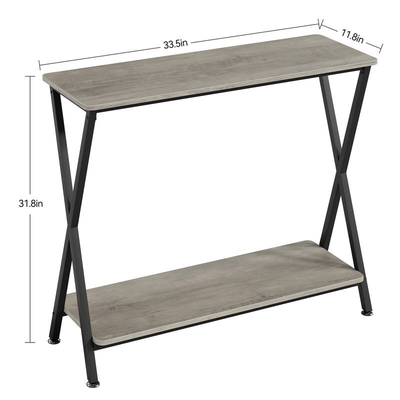 Sofa Tables Narrow Entryway Table with Storage Shelf and Metal Frame