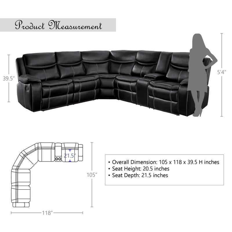 Ember Reclining Sectional Sofa with Console