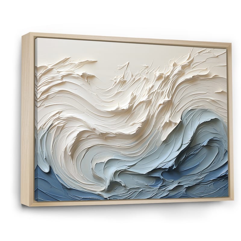 Designart "White And Blue Wave Papercut Style " Coastal Waves Framed Wall Decor