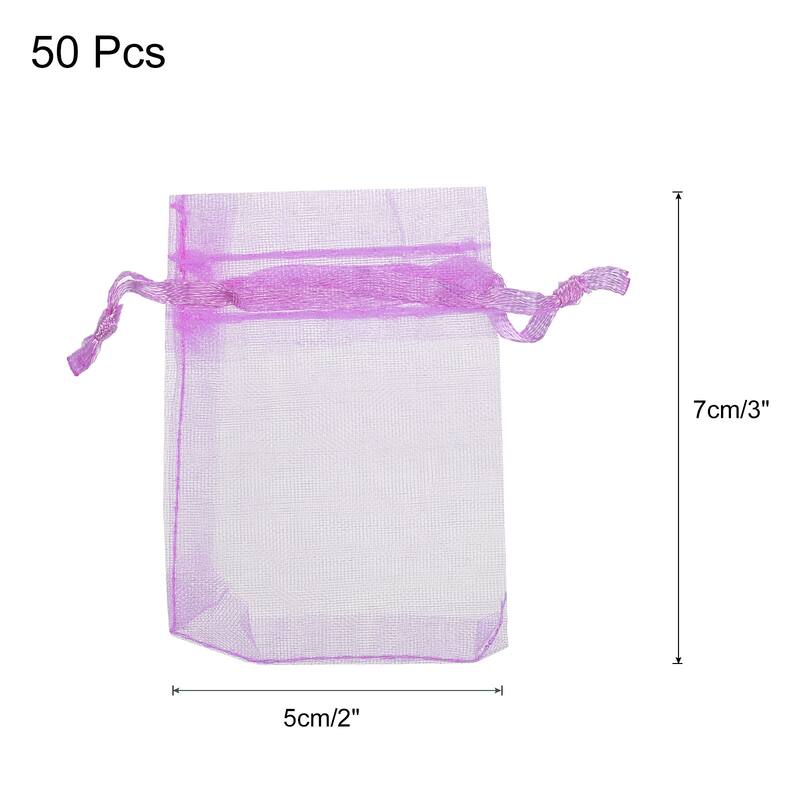 50pcs Organza Bags Drawstring Favor Pouches Sheer Mesh Bag for Wedding