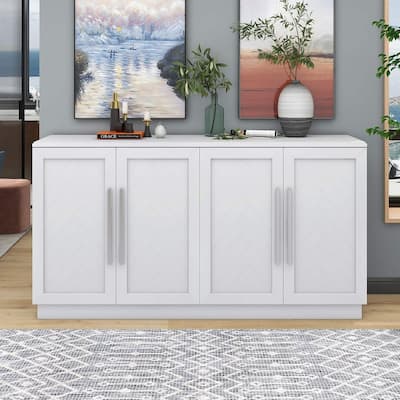 60" Dining Buffet And Sideboard with 4 Doors, Adjustable Shelves, and Handles