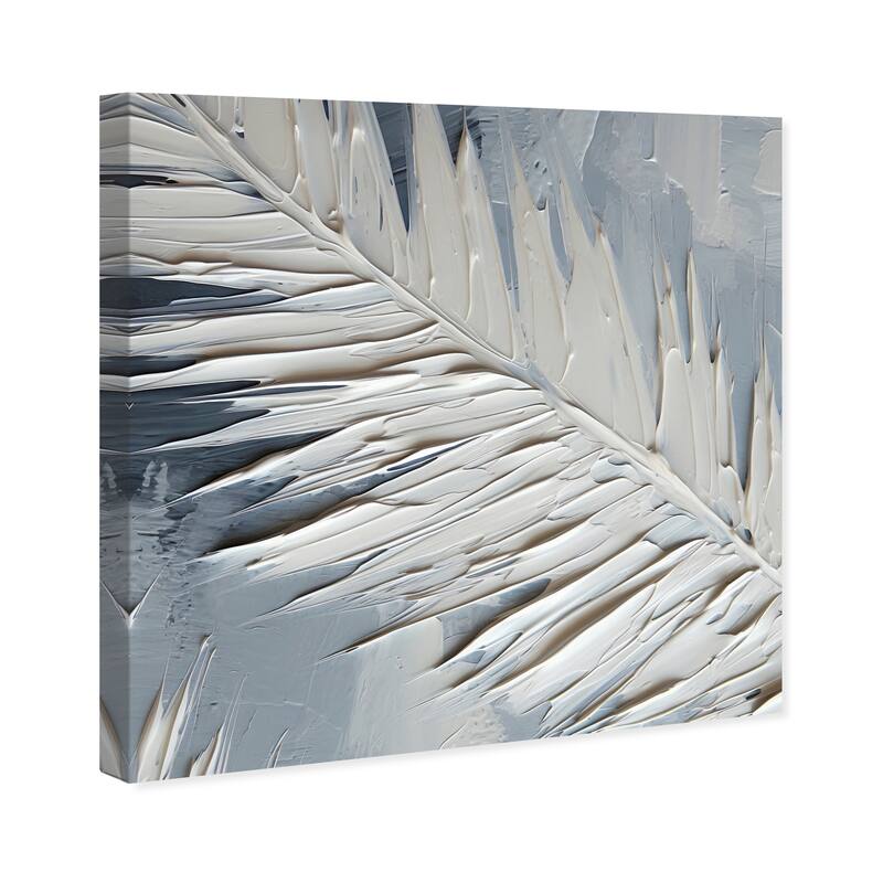Wynwood Studio Canvas Abstract A Feather of my Wings White and Light Gray Modern & Contemporary Wall Art Canvas Print
