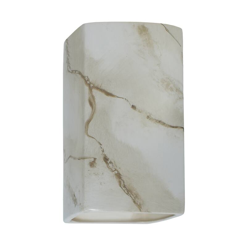 Justice Design Ambiance - Small ADA Rectangle - Open Top & Bottom Wall Sconce - Replaceable Bulb - Carrara Marble