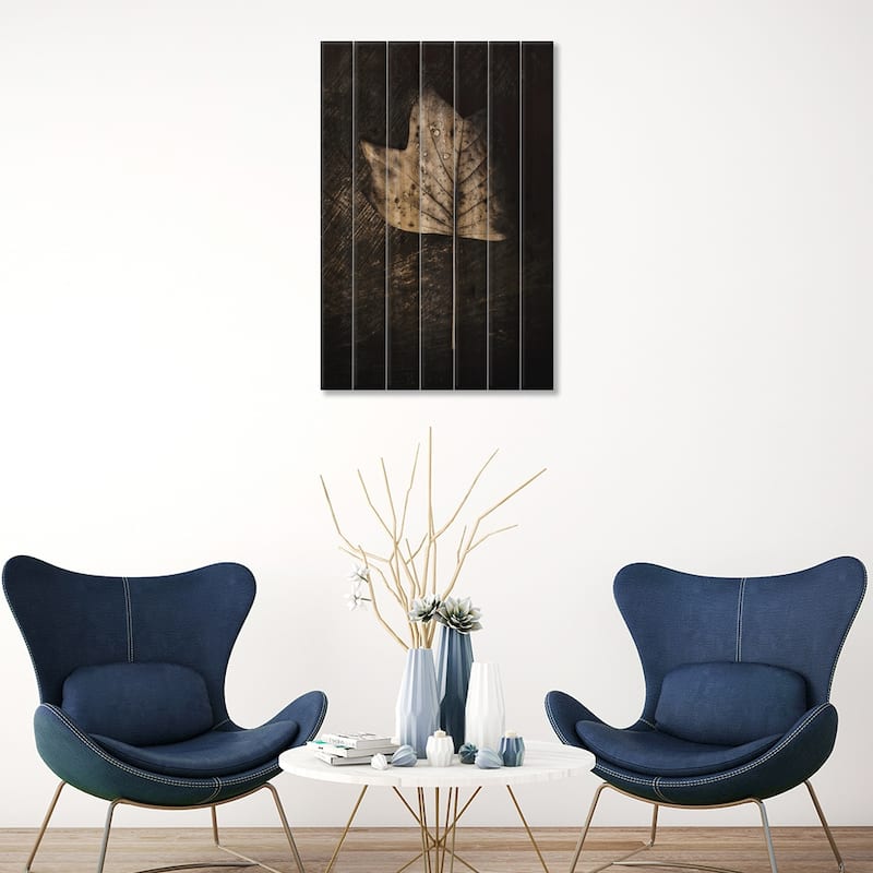 Dark Leaves Print On Wood by Philippe Sainte-Laudy - Multi-Color