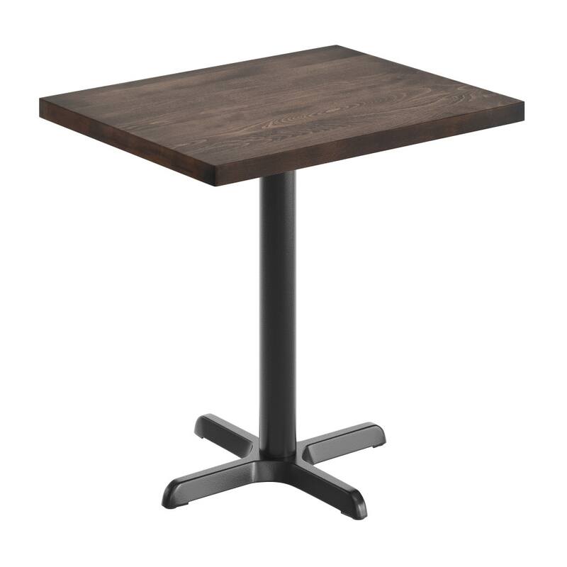 Rectangular Solid Wood Commercial Tabletop with 22" x 22" Dining Height X-Base - Dark Brown Top/Black Base - 24"W x 30"D x 29.5"H