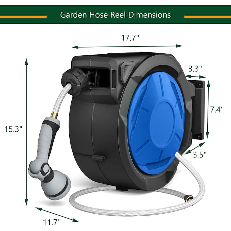 Heavy-Duty Rust-Proof Steel Garden Hose Reel with Auto-Rewind – Tangle-Free Yard Hose Storage for Lawn, Backyard & Garage