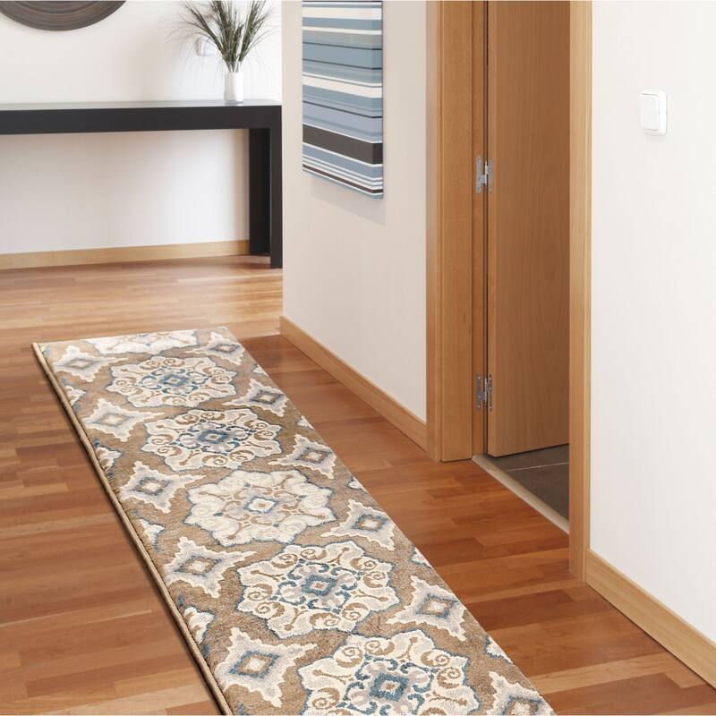 Home Dynamix Tremont Salem Transitional Patterned Area Rug - 1' 9" x 7' 2" - Taupe/Blue - Runner