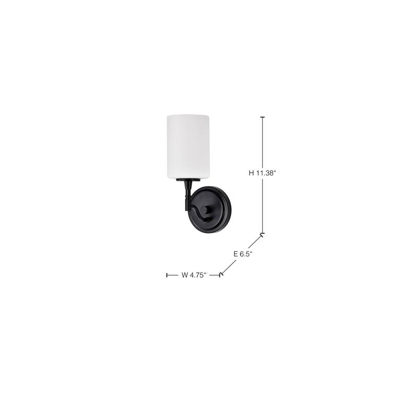Liam 1 Light Vanity Matte Black White Opal Glass - Matte Black