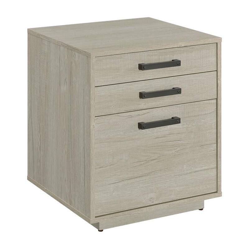 Wood File Cabinet in Whitewashed Grey and Black - Whitewashed Grey and Black - Letter