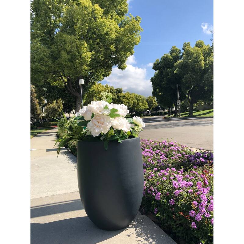 DurX-litecrete Lightweight Concrete Modern Seamless Round Charcoal Pot