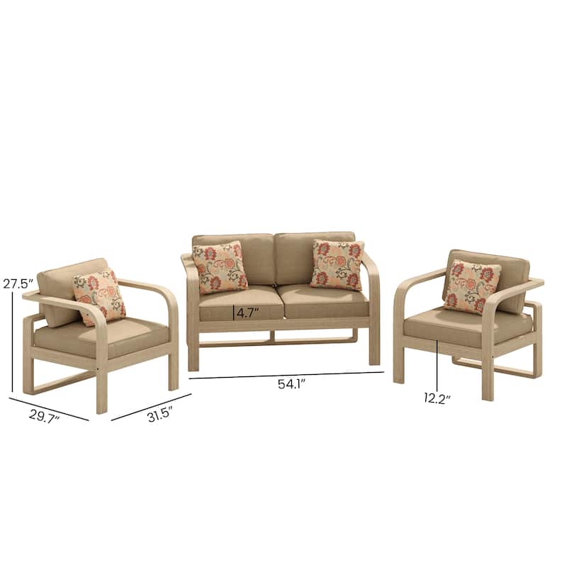 Corvus Annette 3-piece Outdoor Conversation Set with Sunbrella Cushions and Pillows
