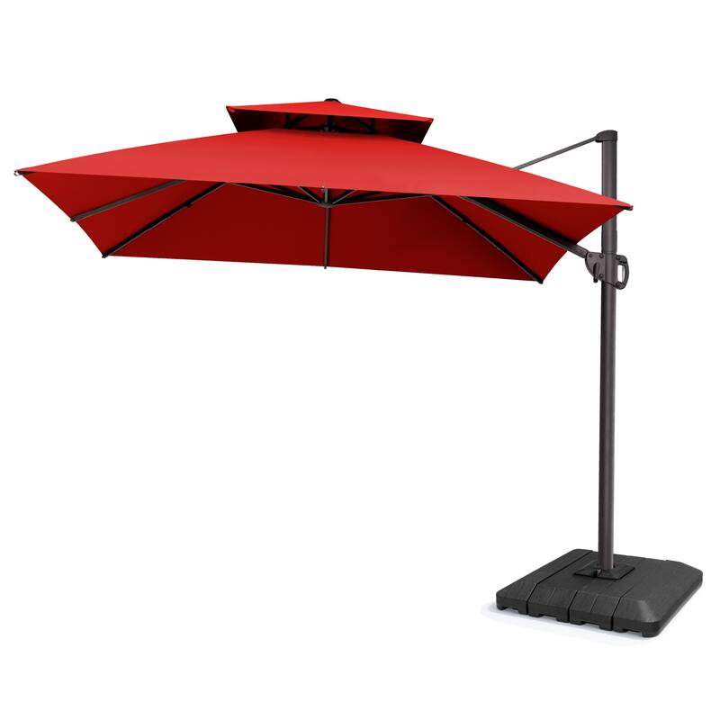 Pellebant Outdoor 10 FT Square Cantilever Patio Umbrella 360 Degree Rotation with Premium Base