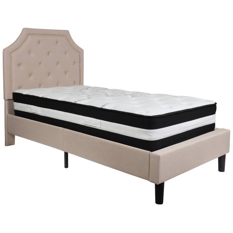 Arched Tufted Upholstered Platform Bed and Pocket Spring Mattress