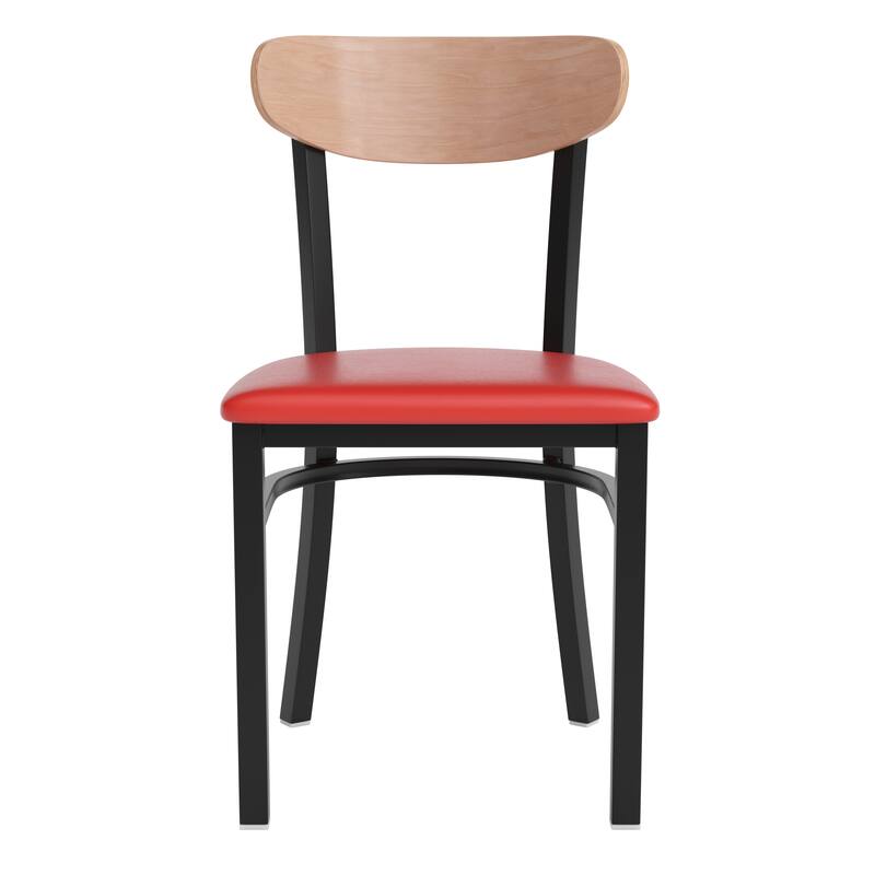 2PK Commercial Metal Dining Chairs with Boomerang Back