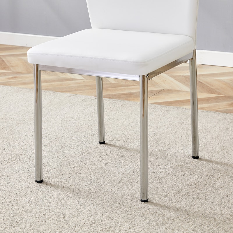 Luxury Simple Chair - Set of 6 PU Material High Resilience Dining Chair, Chair Back Has a Vertical Stripe Design