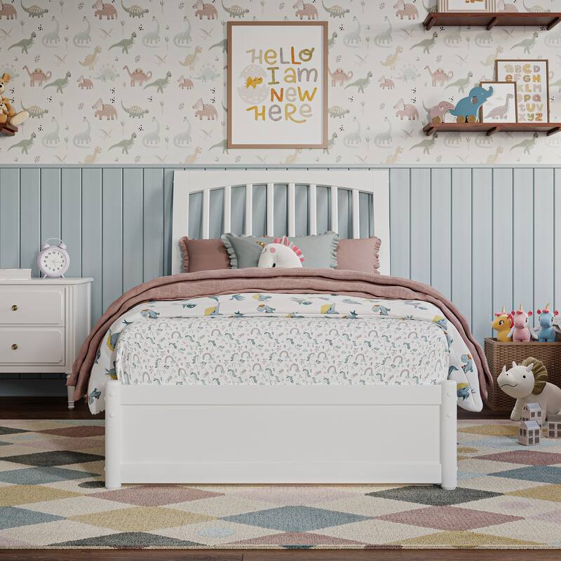 Roslyn Platform Bed with Panel Footboard and Twin Trundle