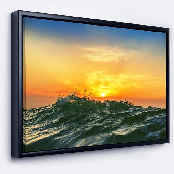 Designart 'Bright Sunlight and Glowing Waves' Beach Photo Framed Canvas Print. Opens flyout.