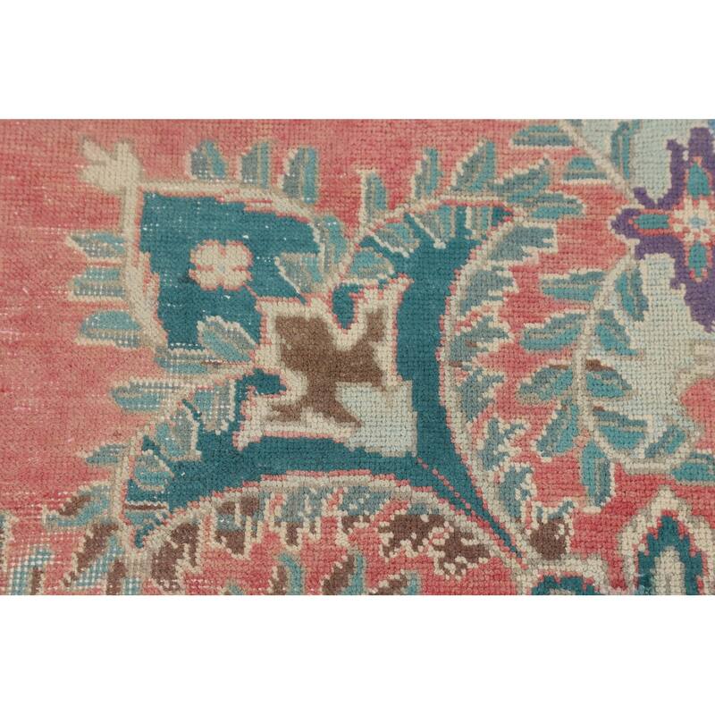 Distressed Tabriz Vintage Area Rug Handmade Wool Carpet - 9'8" x 12'8"
