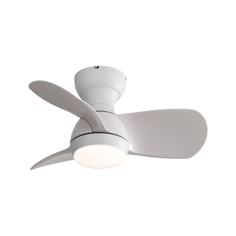 23 Inch Indoor Ceiling Fan, With 3 ABS Blades, Remote Control, Reversible DC Motor White With 18W LED Light - White
