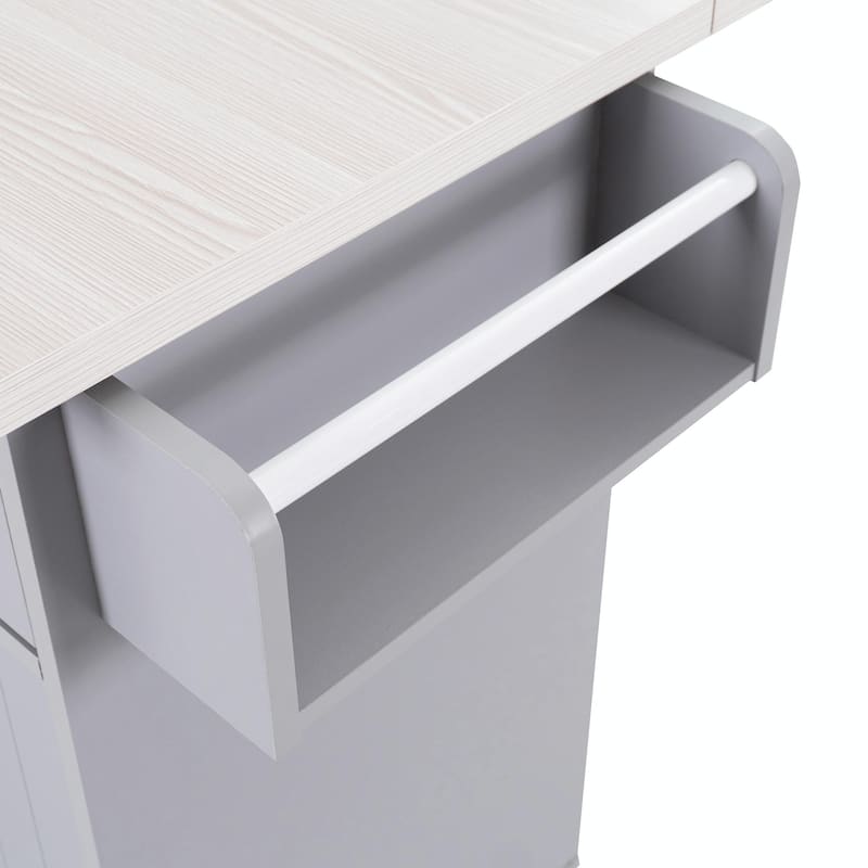 Kitchen Island with Trash Can Storage and Adjustable Shelf