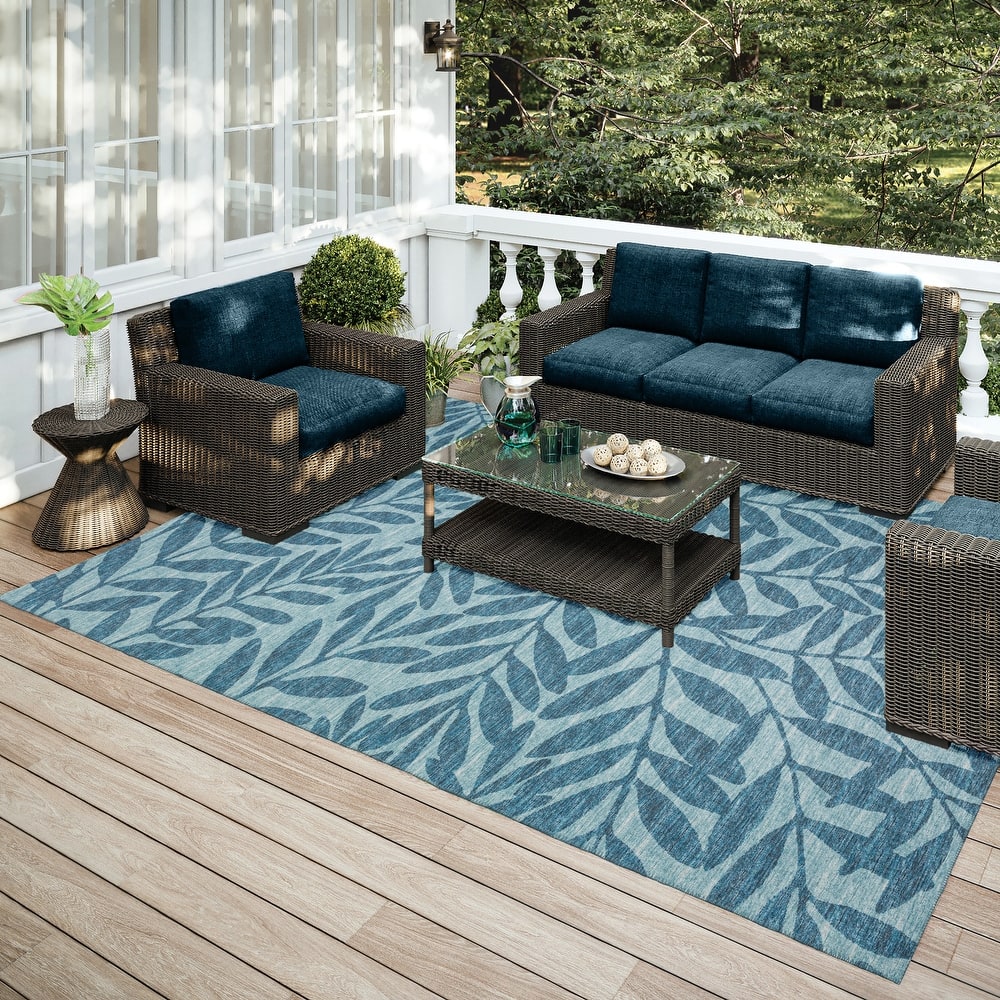 Indoor/ Outdoor Addison Yuma Foliage Motif Washable Area Rug