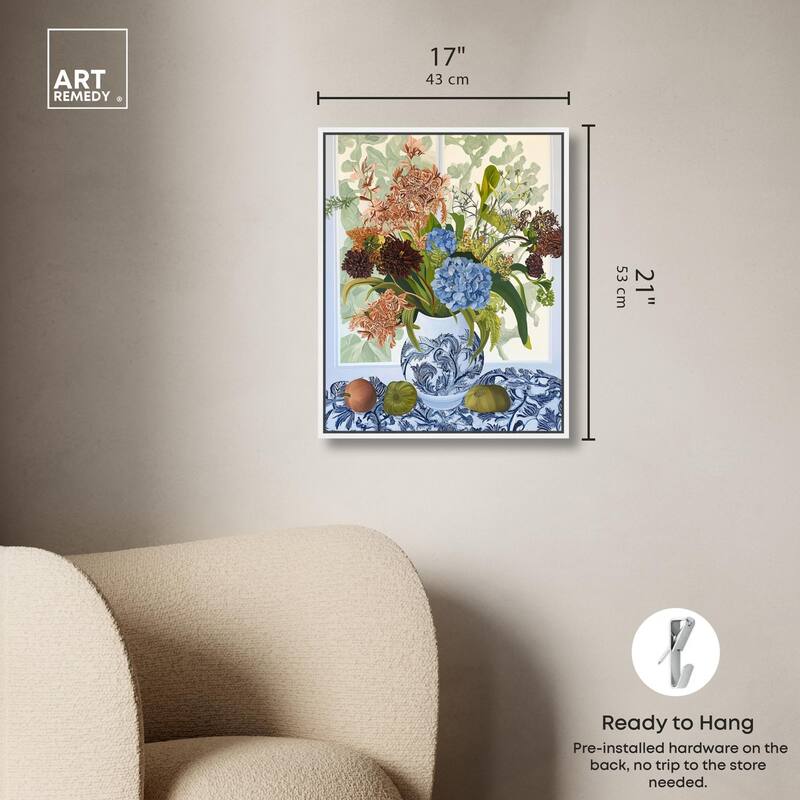 Blue Vase Bounty Canvas by Art Remedy