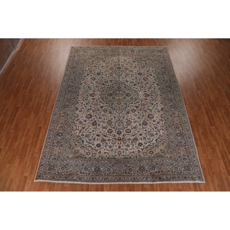 Kashan Persian Traditional Floral Area Rug Hand-knotted Wool Carpet - 9'8" x 12'8"