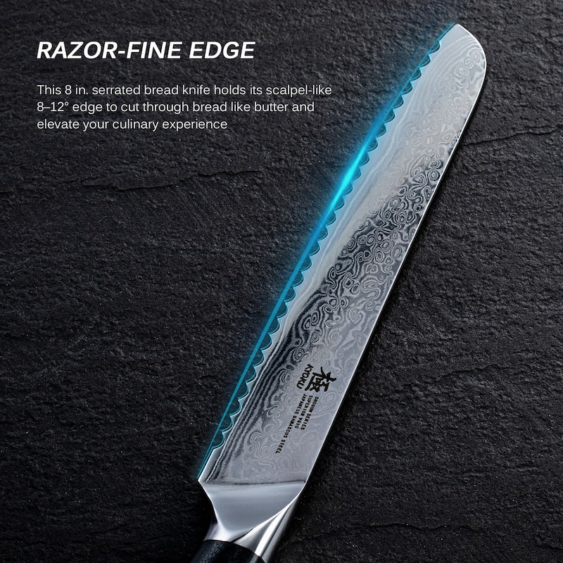 KYOKU 8-Inch Bread Knife Damascus kitchen knife - Black