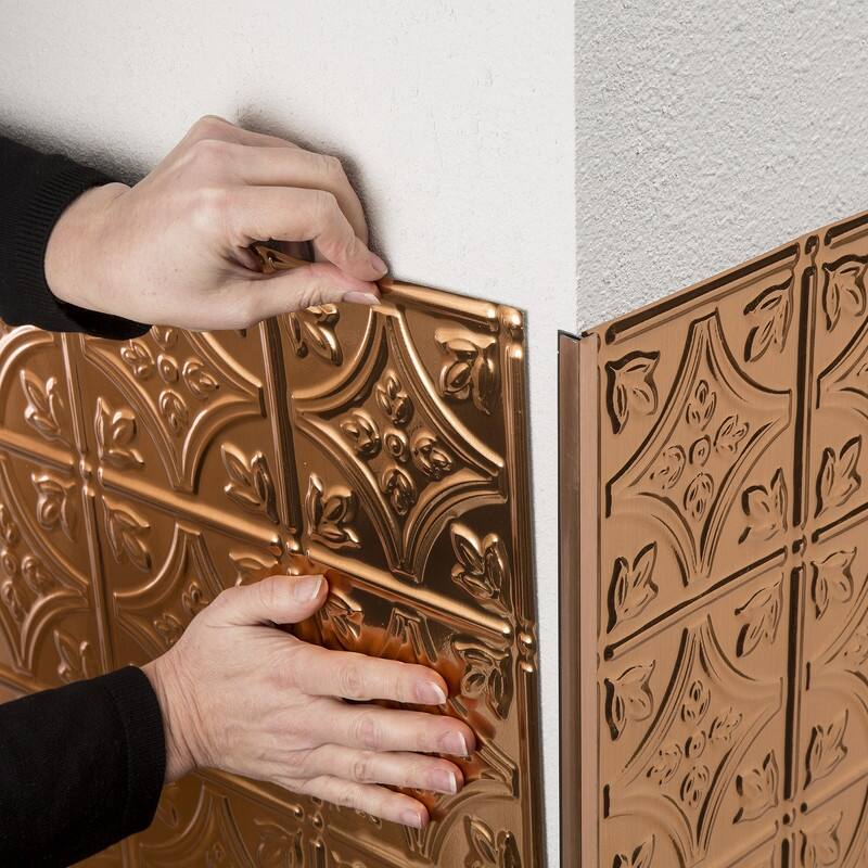 FASÄDE 47 in. Decorative Vinyl Outside Corner Trim Polished Copper (5 Pack) - 5 Pack
